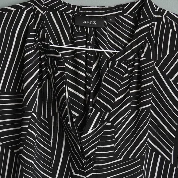 2/$13 Apt. 9 Flowy Business Top, Black & White Striped - Size Medium - Picture 3 of 6